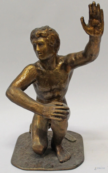 Tommaso Gismondi - Atleta, scultura in bronzo, h. 26