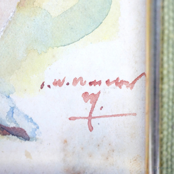 Nudo femminile, acquerello su carta, XX secolo, cm 23x17 (compreso passepartout), entro cornice