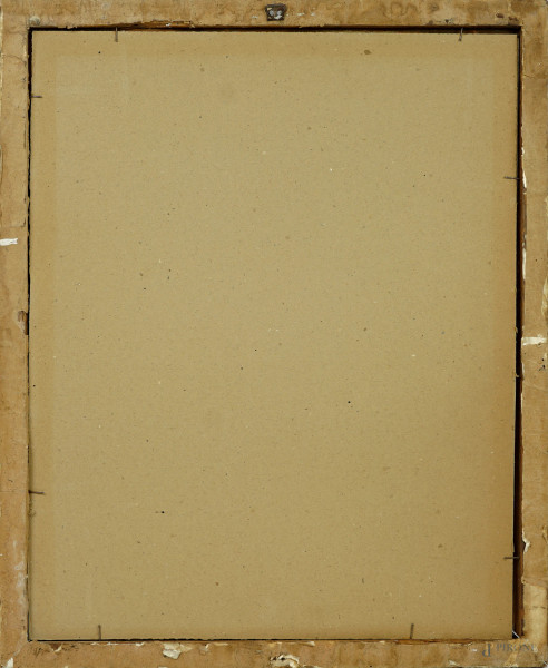 Coppia a passeggio con cane, matita e pastello su carta, cm 50x39, firmato, entro cornice