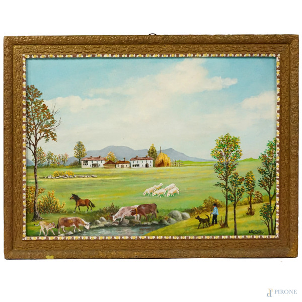 Icona rappresentante Madonna con Bambino, tempera su tavola con riza in metallo argentato, XIX-XX secolo,  [..]