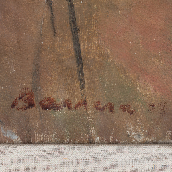 Le pittrici, XX secolo, olio su tela, cm 61x50, firmato in basso a destra, entro cornice