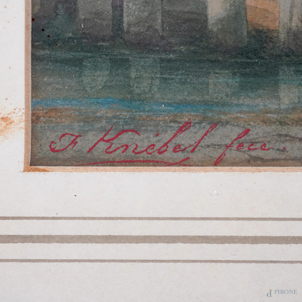 Foro Boario, acquerello su carta, firmato in basso a sinistra e datato 1858 in basso a destra, mi...