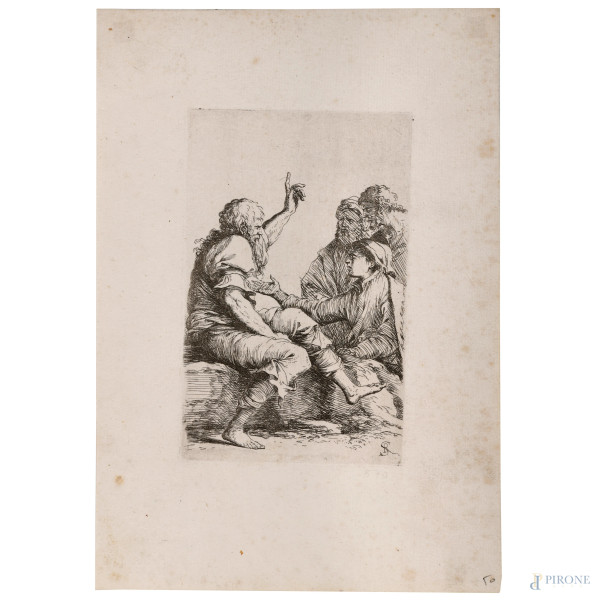 Salvator Rosa (1615 – 1673) Coppia di acqueforti dalla serie "Diverse figure" (1676/77), misure m...