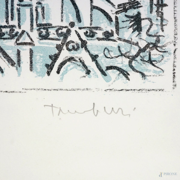 Lotto di due multipli su carta, firmati Righi e Tamburri, misure max cm 69,5x49, entro cornici