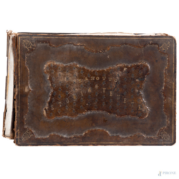 Storia Veneta con tavole disegnate da Giuseppe Gatteri, […]incise da Antonio Viviani e dai migliori artisti veneziani ed illustrate da Francesco Zanotto, seconda edizione, Vol 1, Venezia 1860, (rotture, segni di usura, mancanze, strappi, lacerazioni, segn