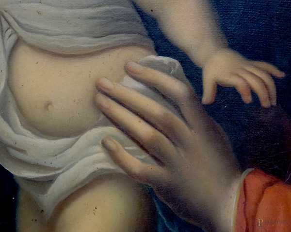 Madonna col Bambino, XIX secolo, olio su tela, cm 52,5x40, entro cornice