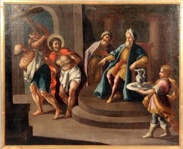 Episodio della via crucis, olio su tela 50x61 cm, XVII sec.