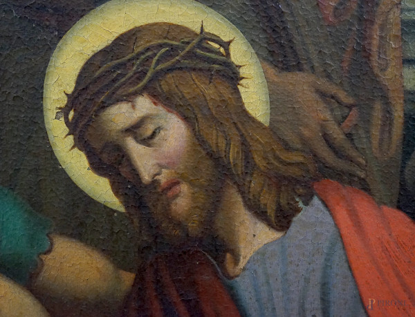 Gesù condannato a morte (Via Crucis I), XIX secolo, olio su tela, cm 94x71, entro cornice