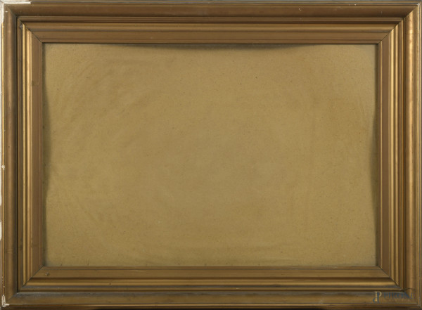 Cornice in legno intagliato e dorato, XX secolo, cm 97x61, luce cm 77x51, (segni di usura, difetti, lacune, mancanze)