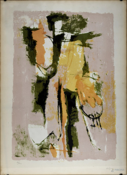 Afro Basaldella, Composizione, litografia (54/200), cm 66x48, (difetti)