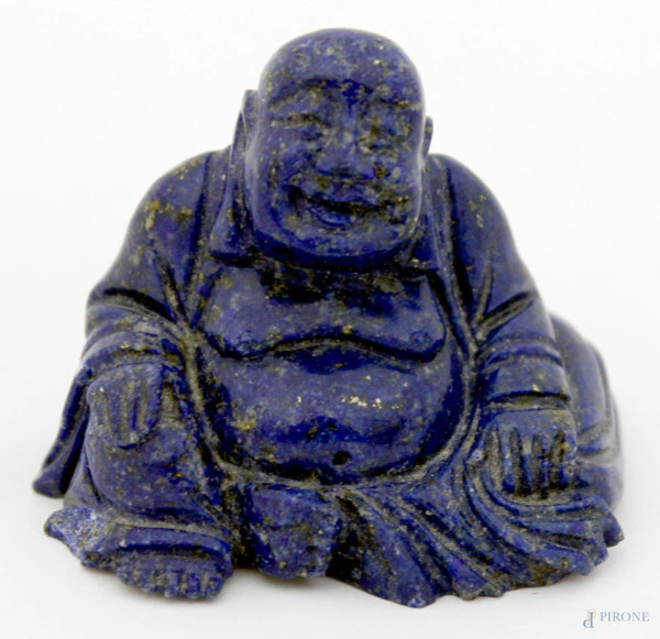 Budda, scultura in lapislazzulo, XX sec., H 4,5 cm.