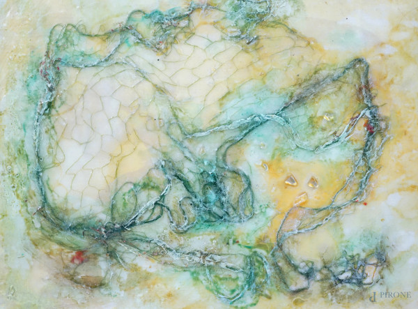 Senza titolo, tecnica mista su tavoletta, XX secolo, cm 12,5x16, entro cornice