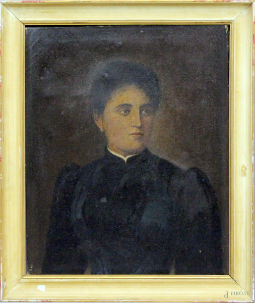 Ritratto di donna, olio su tela, cm 61x49, entro cornice