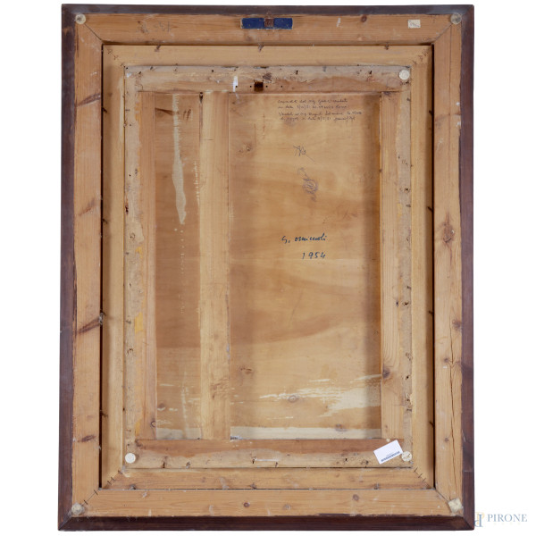 Giovanni Omiccioli (1907 - 1975), Ballerina, XX secolo tecnica mista su compensato, cm 88x63, fir...