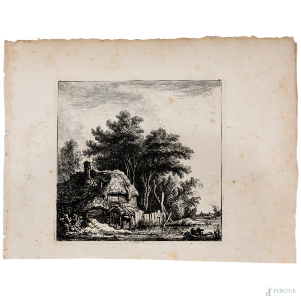 Weirotter Franz Edmund ( 1730 - 1771) Lotto di due acqueforti dalla serie "Viaggi in Italia", mis...