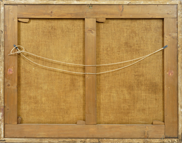 Scuola emiliana del XVIII secolo, Natura morta di frutta entro un paesaggio, cm 89,5x117,5, entro...