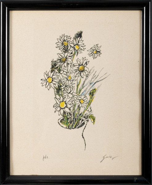 Lotto di 10 prove d'autore di Guttuso, cm 27x22, entro cornici