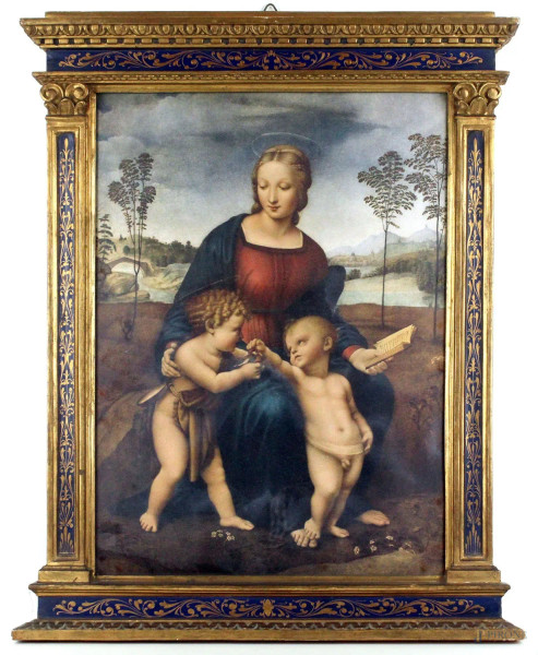 Madonna del Cardellino, stampa a colori da Raffello, cm 53x38, entro cornice