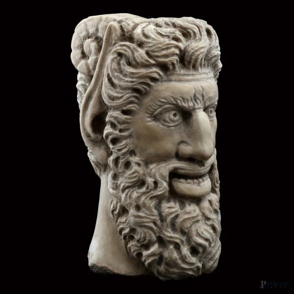 Satiro, XIX-XX secolo, scultura in marmo, cm 21x10x12