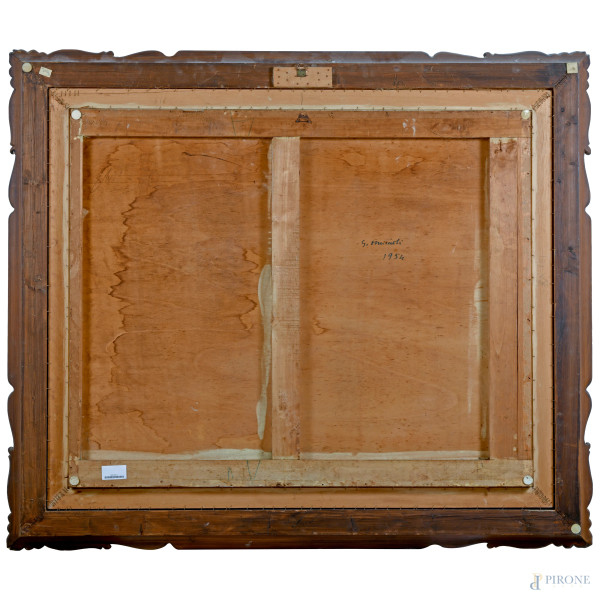 Giovanni Omiccioli (1901 - 1975), Le cucitrici , tecnica mista su compensato, firmato in basso a ...