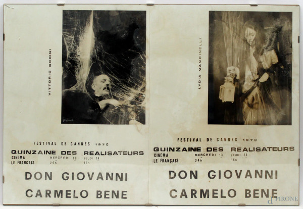 Due Fotobuste del Don Giovanni di Carmelo Bene a Cannes del 1970, 40x60 cm.