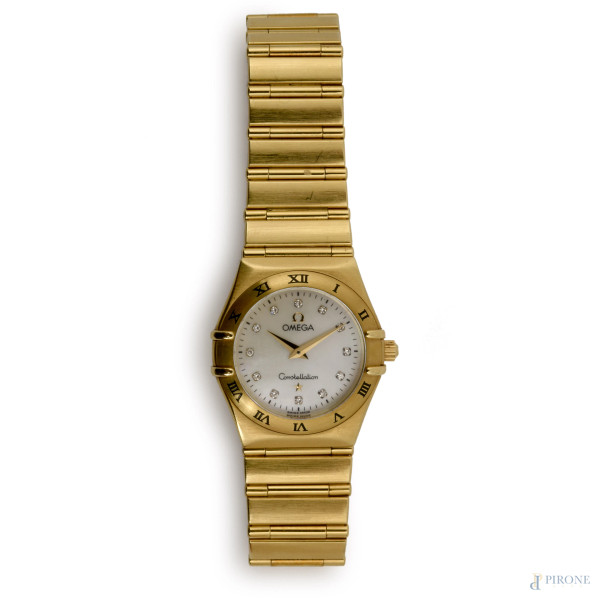 Orologio Omega Constellation 18 kt 25,5 mm con diamanti  Ref. 13767100, (difetti, meccanismo da revisionare). Garanzia e scatola originale