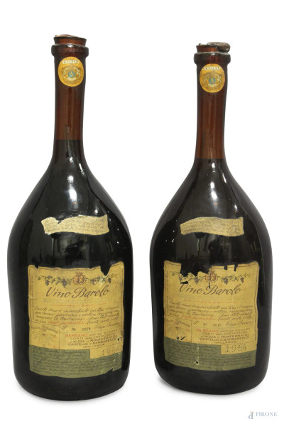 Barolo 1964, pinta piemontese prenapoleonica,Conti della Cremosina-Nizza(nr.9010 e 9378)- bt 2 da lt.3,780