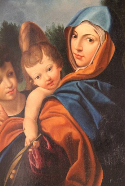 Sacra Famiglia, scuola emiliana della fine del XVIII sec., olio su tela, cm. 93x72.