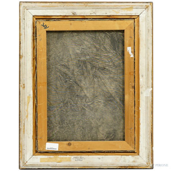 Natura morta con vaso di fiori, olio su tela, XX secolo, cm 60.4x45, entro cornice