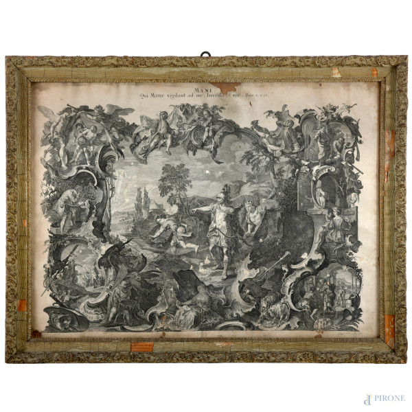 Johann Baptis Klauber da Johann Wolfang Baumgartner, acquaforte, mm 510x710 ca, (difetti, rotture)