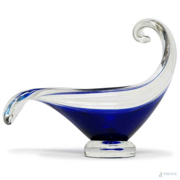 Centrotavola in vetro blu, cm h16x20