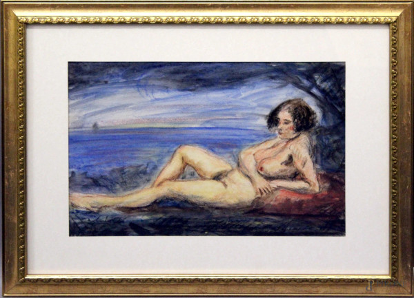 Arduino Colato - Nudo di donna, pastello su carta, cm 30 x 43, entro cornice.