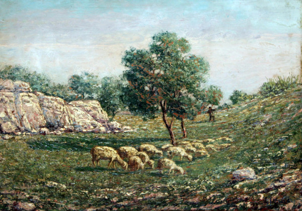 Paesaggio con pastore e gregge