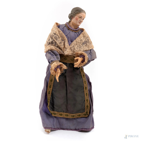 Sant'Anna, XX secolo, scultura in materiali vari, altezza cm 42, (segni di usura, scalfiture, piccole rotture, difetti)