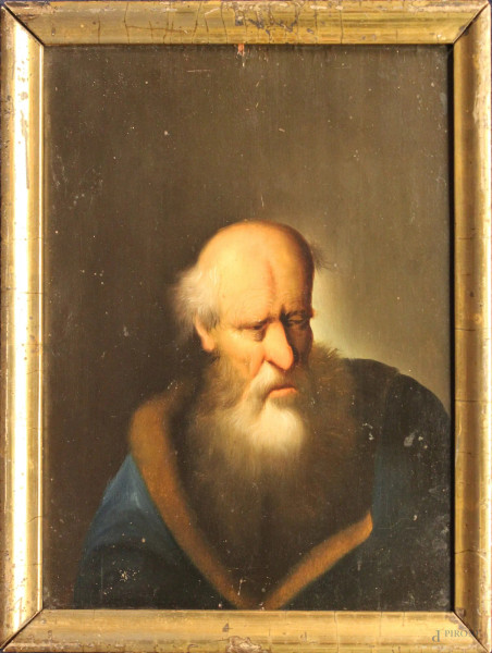 Figura maschile, Scuola tedesca del XVIII sec., olio su tavola, cm 27 x 21.