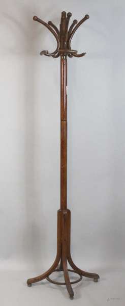 Attaccapanni in legno, stile Thonet, altezza 188 cm.
