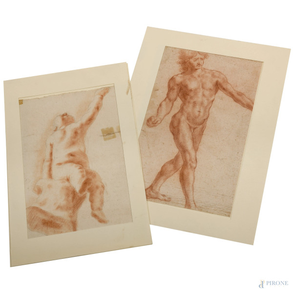 Lotto di due disegni, misura max cm 20,8x27,3 circa (difetti): 