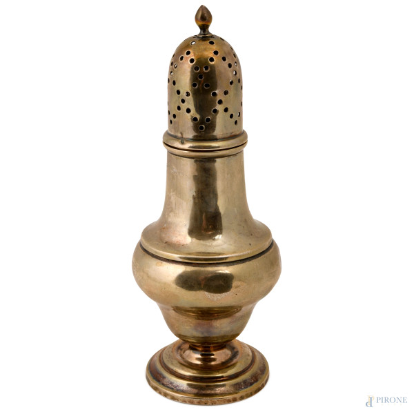 Spargizucchero in argento, inghilterra, Londra, 1899, altezza cm 18,5, gr. 120