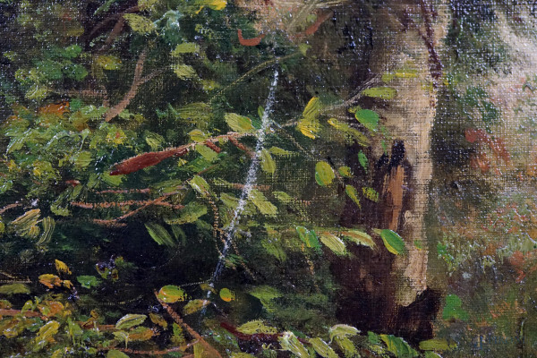 Contadino nel bosco, olio su tela,cm 70x57, entro cornice