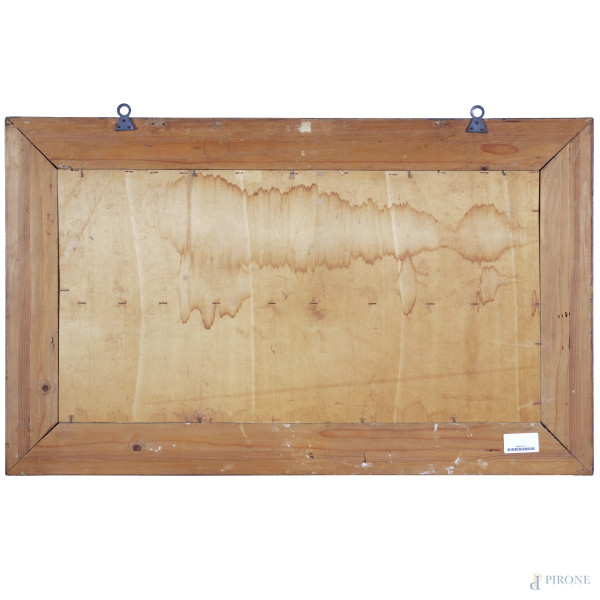 Stampa riproduzione della Sacra Sindone, XX secolo, cm 39x78 , entro cornice