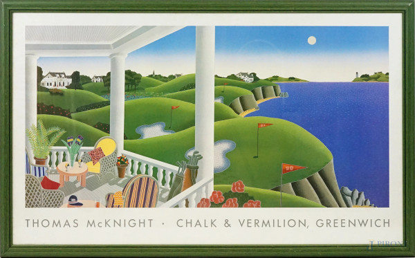 Thomas McKnight Chalk & Vermilion, Greenwich, serigrafia, cm 75,5x127, entro cornice