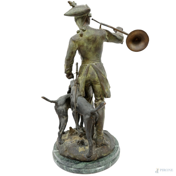 Gruppo in bronzo raffigurante la caccia alla volpe, da un'originale di HIPPOLYTE MOREAU E PROSPER...