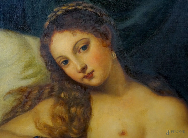 Copia da Tiziano Vecellio (Pieve di Cadore, 1488/1490 – Venezia, 1576), Venere di Urbino, olio su...