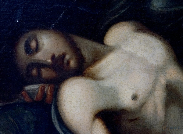 Copia da Annibale Carracci (1590-1609), Pietà, olio su tela, cm 86x67, entro cornice