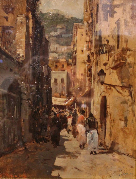 Ezelino Briante - Vicolo di Napoli con figure