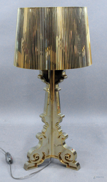 Lampada Kartell modello Bourgie, in plexiglas dorato, cm 78