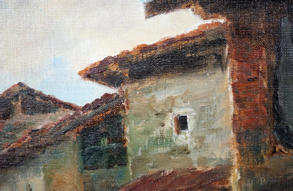Aia lombarda, olio su tela, cm 35x50, firmato, entro cornice