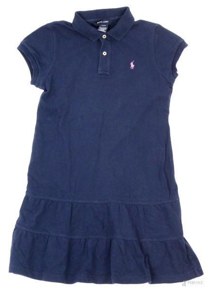 Ralph Lauren, vestito da bambina a maniche corte blu scuro, taglia 12/14 anni, (segni di utilizzo).