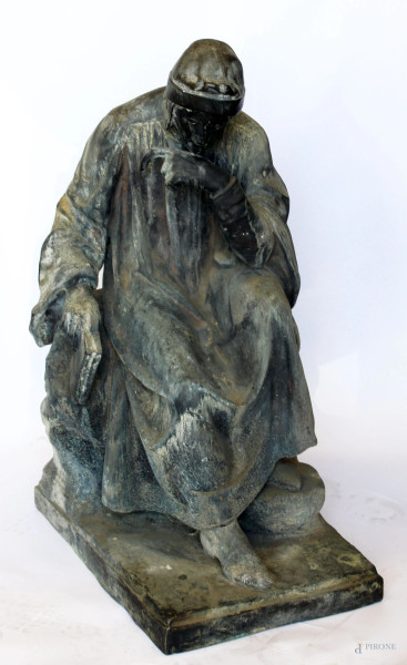 Dante, scultura in bronzo brunito, h. cm 73.