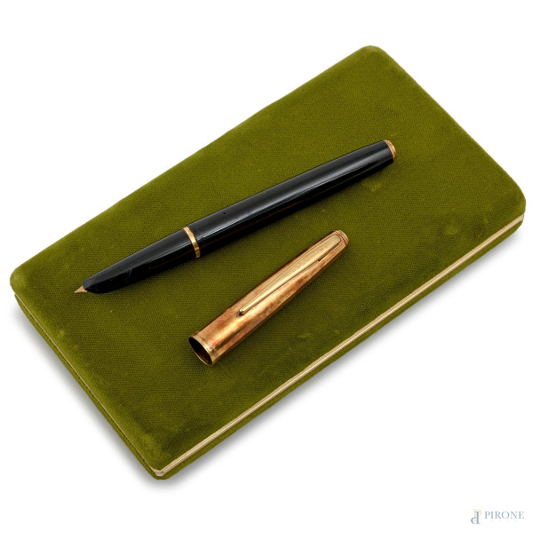 Penna stilografica Waterman con cappuccio placcato in oro, (da revisionare)